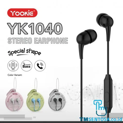 STEREO EARPHONE / HEADSET WITH MIC &amp; CABLE (YK1040) - BLACK