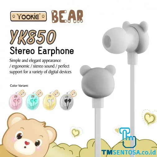 CUTE BEAR SHAPE EARPHONE / HEADSET WITH MIC &amp; CABLE (YK850) - WHITE