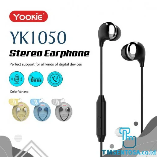 ERGONOMIC EARPHONE/HEADSET - MUSIC CONTROL &amp; MEGA BASS (YK1050) - BLACK