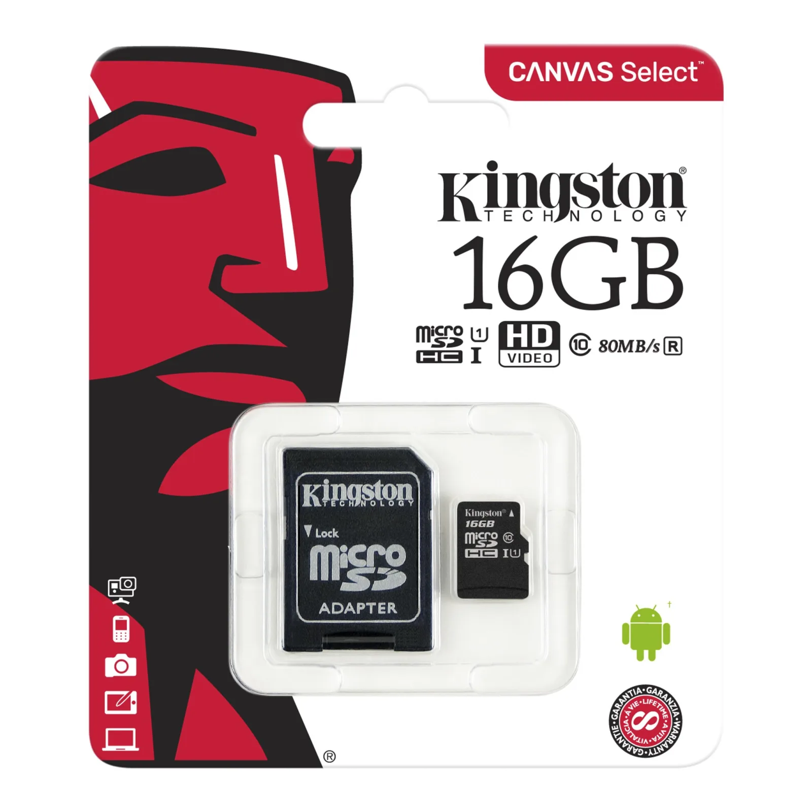 MICROSDHC CANVAS SELECT 16GB SDCS/16GB